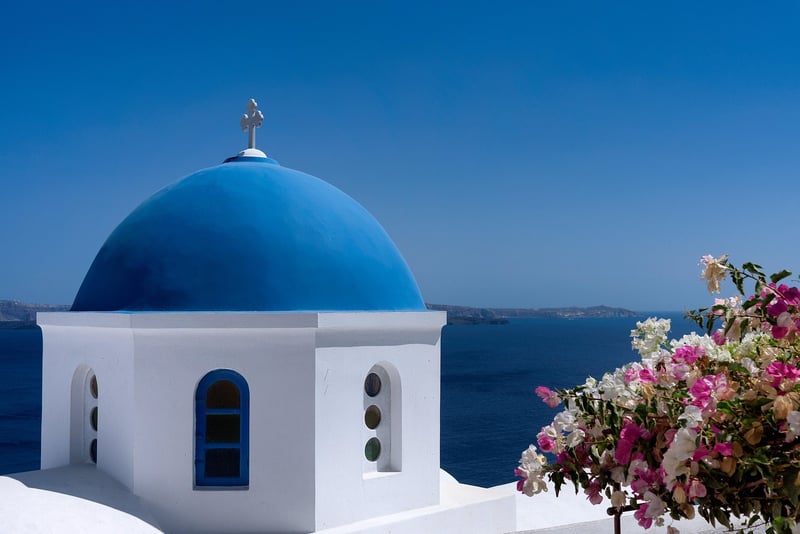 Santorini Church overlooking the sea